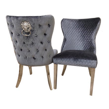 Chelsea Dining Chair ALL COLOURS with Lion Knocker Buttoned Back