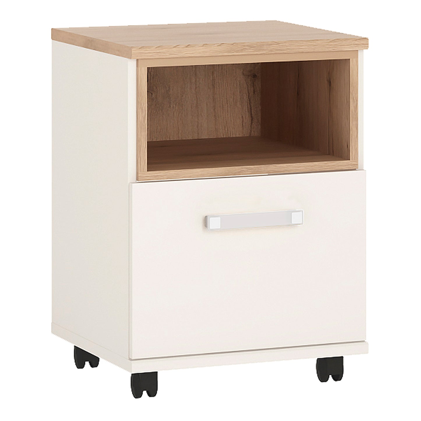 Kids 1 Door Desk Mobile in Light Oak and white High Gloss (opalino handles)