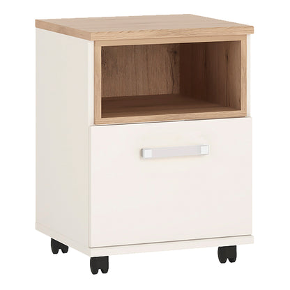 Kids 1 Door Desk Mobile in Light Oak and white High Gloss (opalino handles)