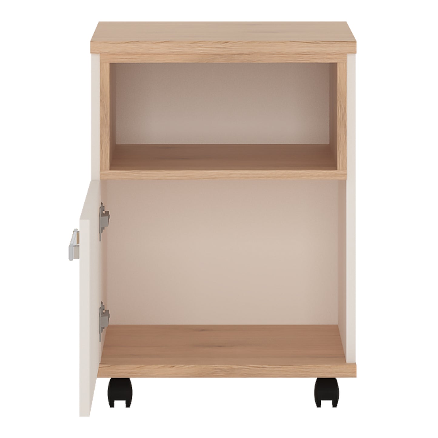 Kids 1 Door Desk Mobile in Light Oak and white High Gloss (opalino handles)