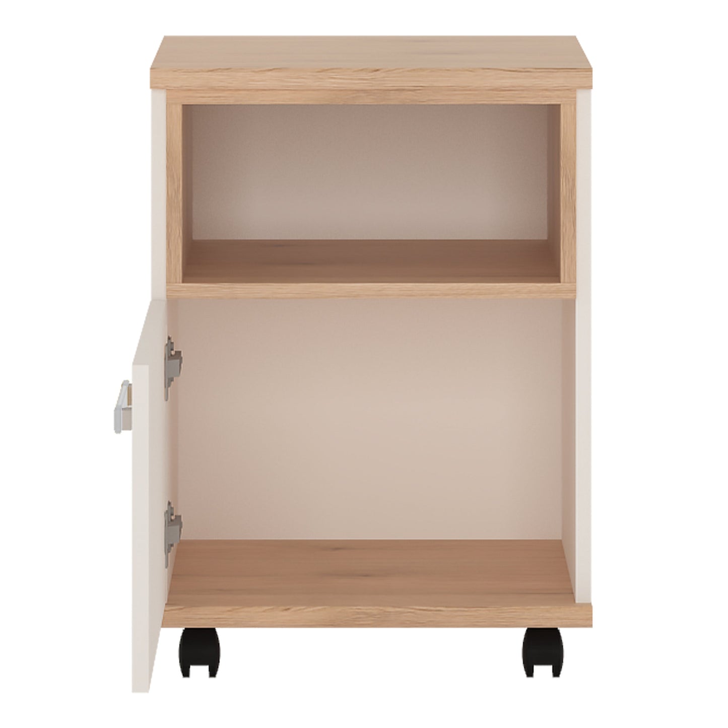 1 Door Desk Mobile in Light Oak and white High Gloss (opalino handles)