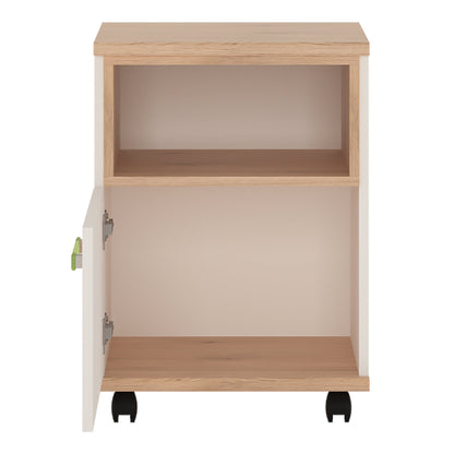 1 Door Desk Mobile in Light Oak and white High Gloss (lemon handles)