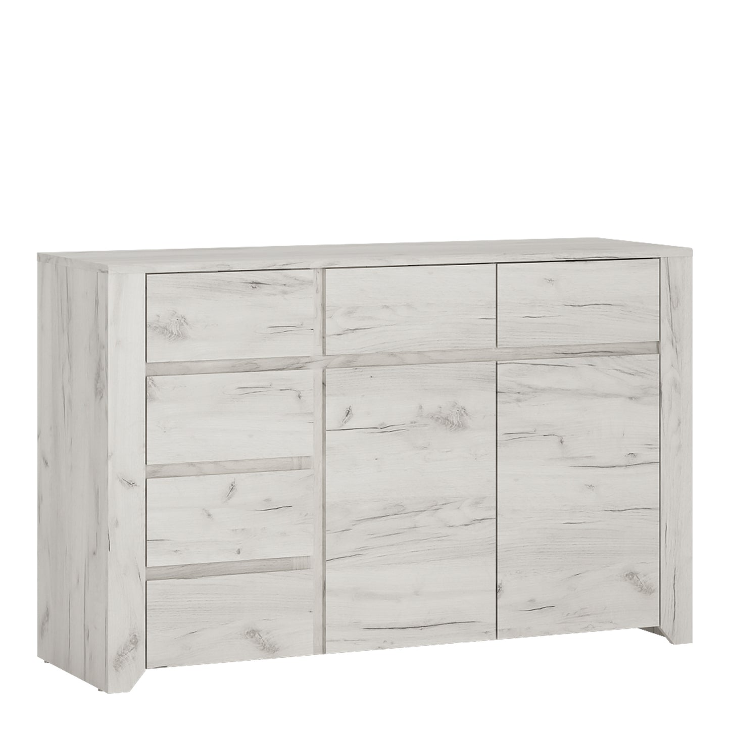 Angel 2 Door 3+3 Drawer Wide Chest in White Craft Oak