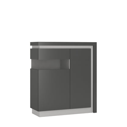 Lyon 2 door designer cabinet (LH) in Platinum/Light Grey Gloss