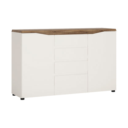 Toledo 2 door 4 drawer sideboard in White and Oak