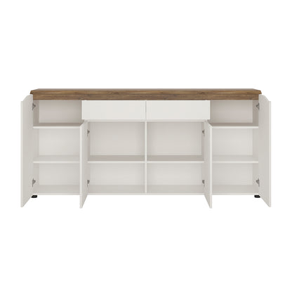 Toledo 4 door 2 drawer sideboard in White and Oak