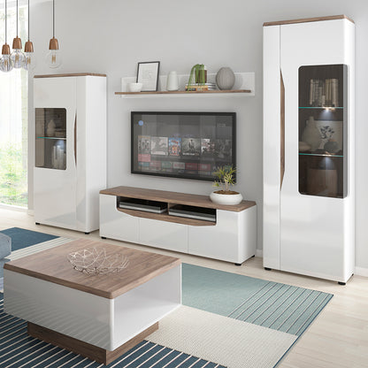 Toledo 2 door 1 drawer wide TV unit in White and Oak