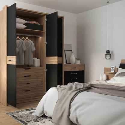 Monaco 140 cm double bed in Oak and Black