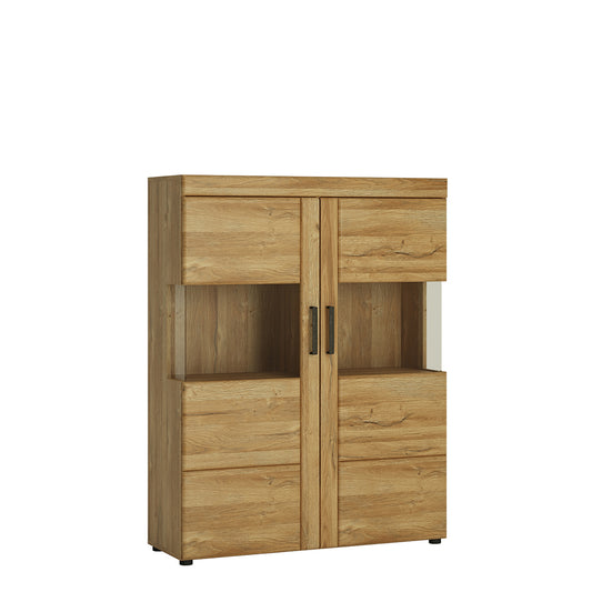 Cortina Low wide 2 door display cabinet in Grandson Oak