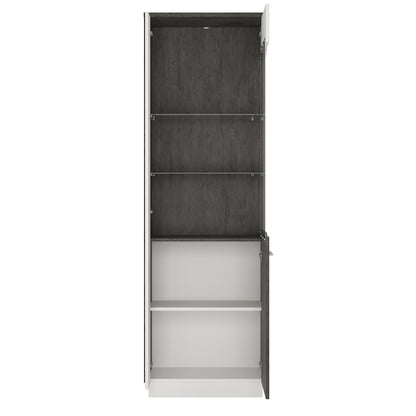 Zingaro Tall Glazed display cabinet (RH) in Grey and White