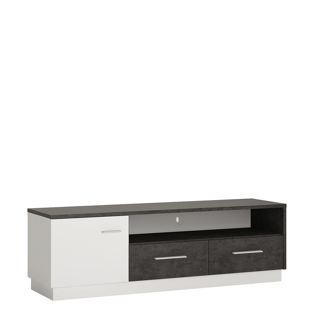 Zingaro 1 door 2 drawer wide TV cabinet in Grey and White