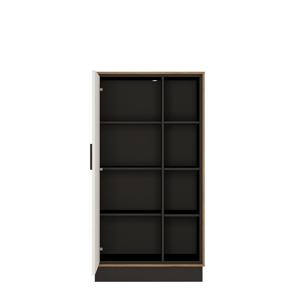 Brolo Wide 1 door bookcase in Walnut and White