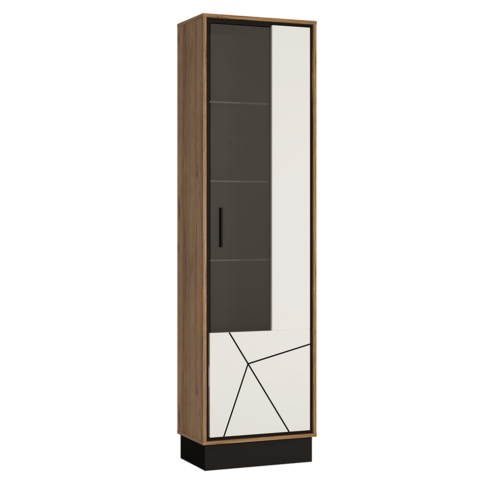 Brolo Tall glazed display cabinet (RH) White, Black, and dark wood