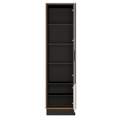 Brolo Tall glazed display cabinet (RH) White, Black, and dark wood