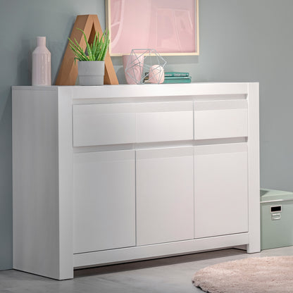 Novi 3 Door 3 Drawer Cabinet in Alpine White