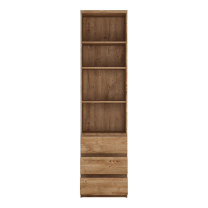 Fribo Tall narrow 3 drawer bookcase in Oak