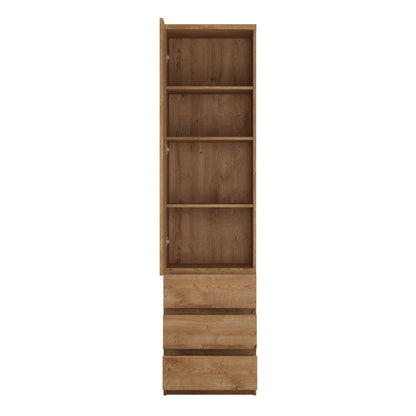 Fribo Tall narrow 1 door 3 drawer cupboard in Oak