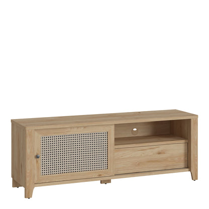 Cestino 1 Door 1 Drawer TV Unit in Jackson Hickory Oak and Rattan Effect