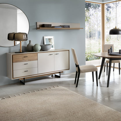 Rivero 2 Door 3 Drawer Sideboard  in Grey and Oak