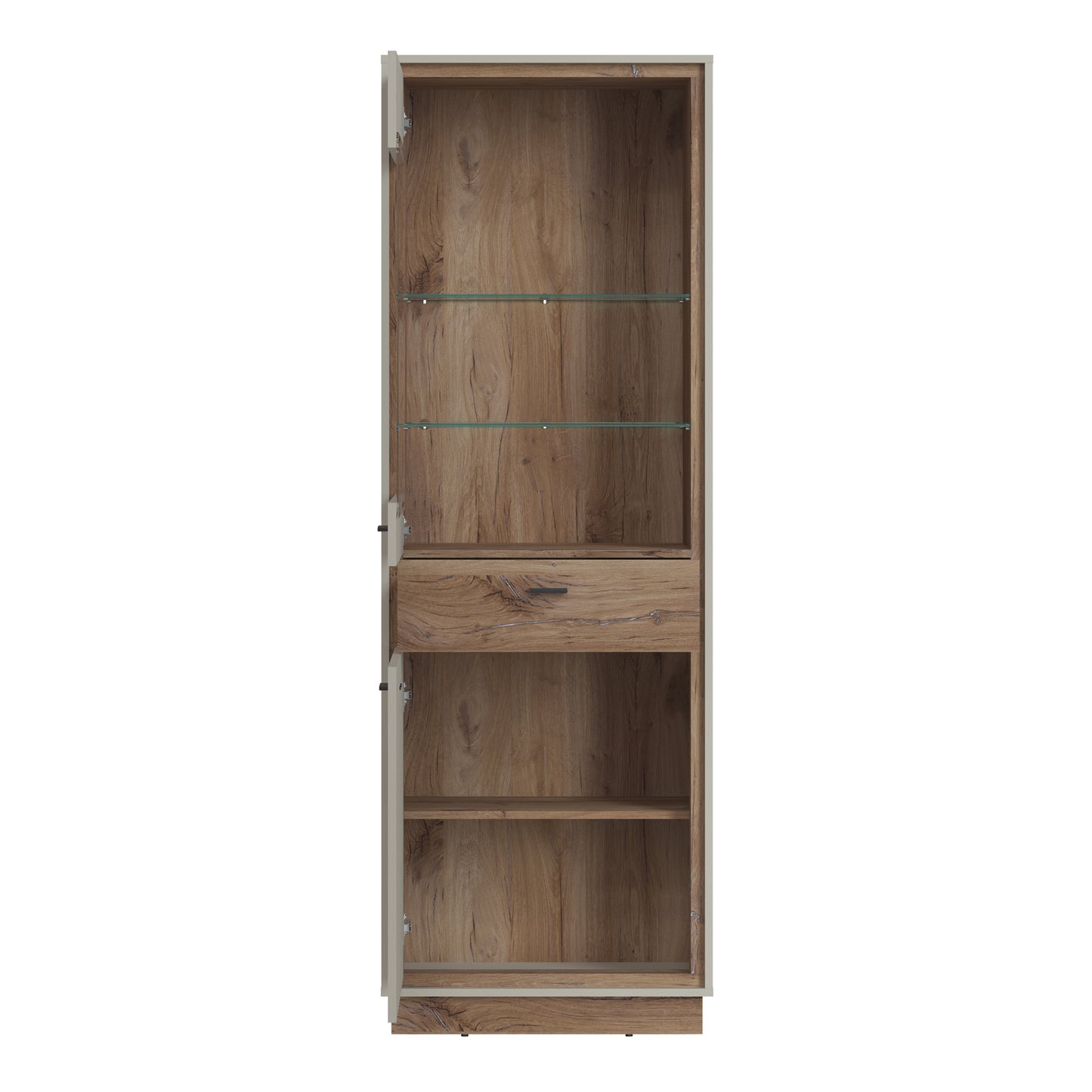 Rivero 2 Door 1 Drawer Display Cabinet in Grey and Oak