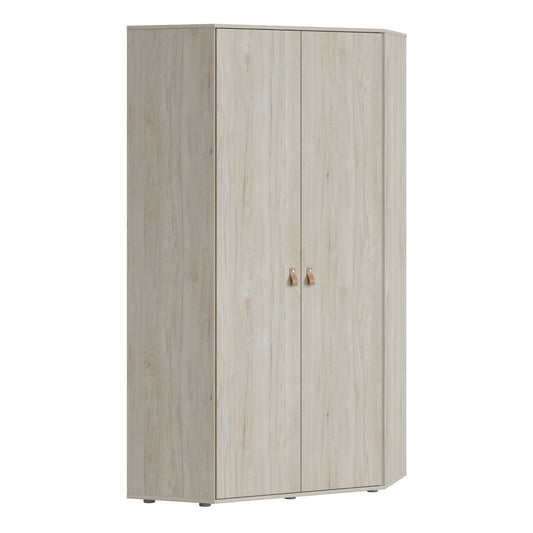 Denim 2 Door Corner Wardrobe in Light Walnut