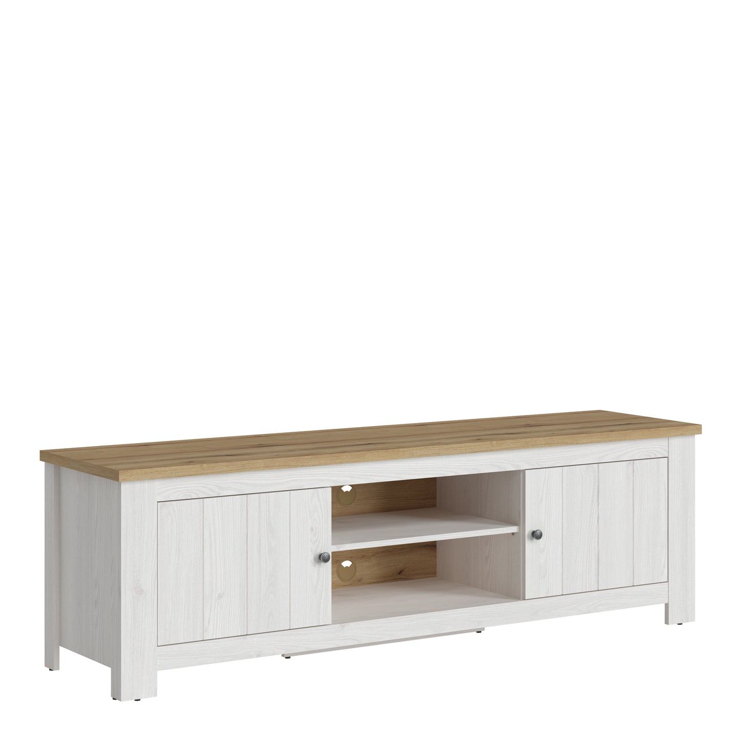 Celesto 2 door wide TV Unit in White and Oak