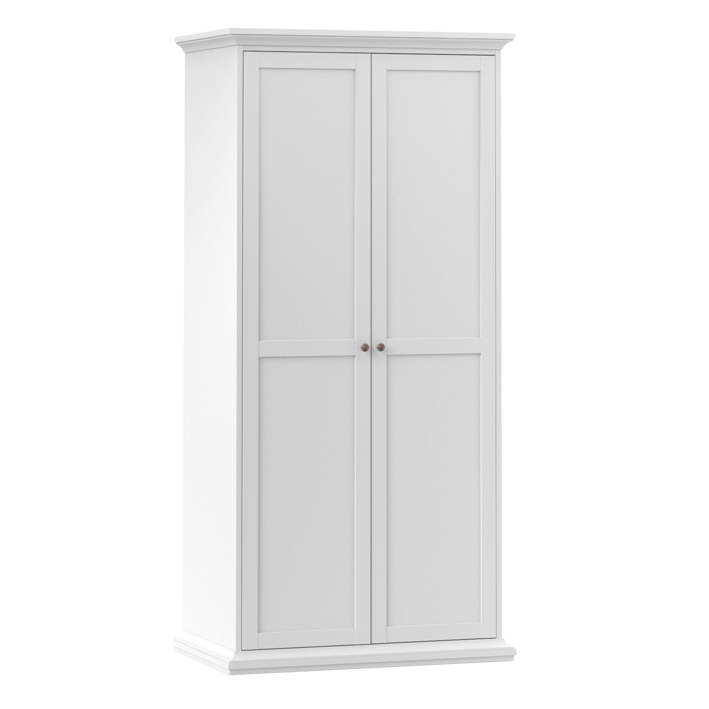 Paris 3 Piece Bundle, Bedside, Chest and 2 Door Wardrobe in White