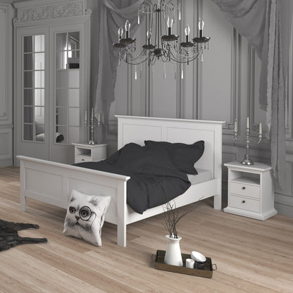 Paris 3 Piece Bundle, Bedside, Chest and 2 Door Wardrobe in White