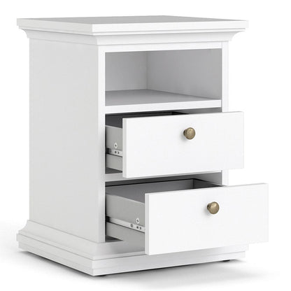 Paris Bedside 2 Drawers in White