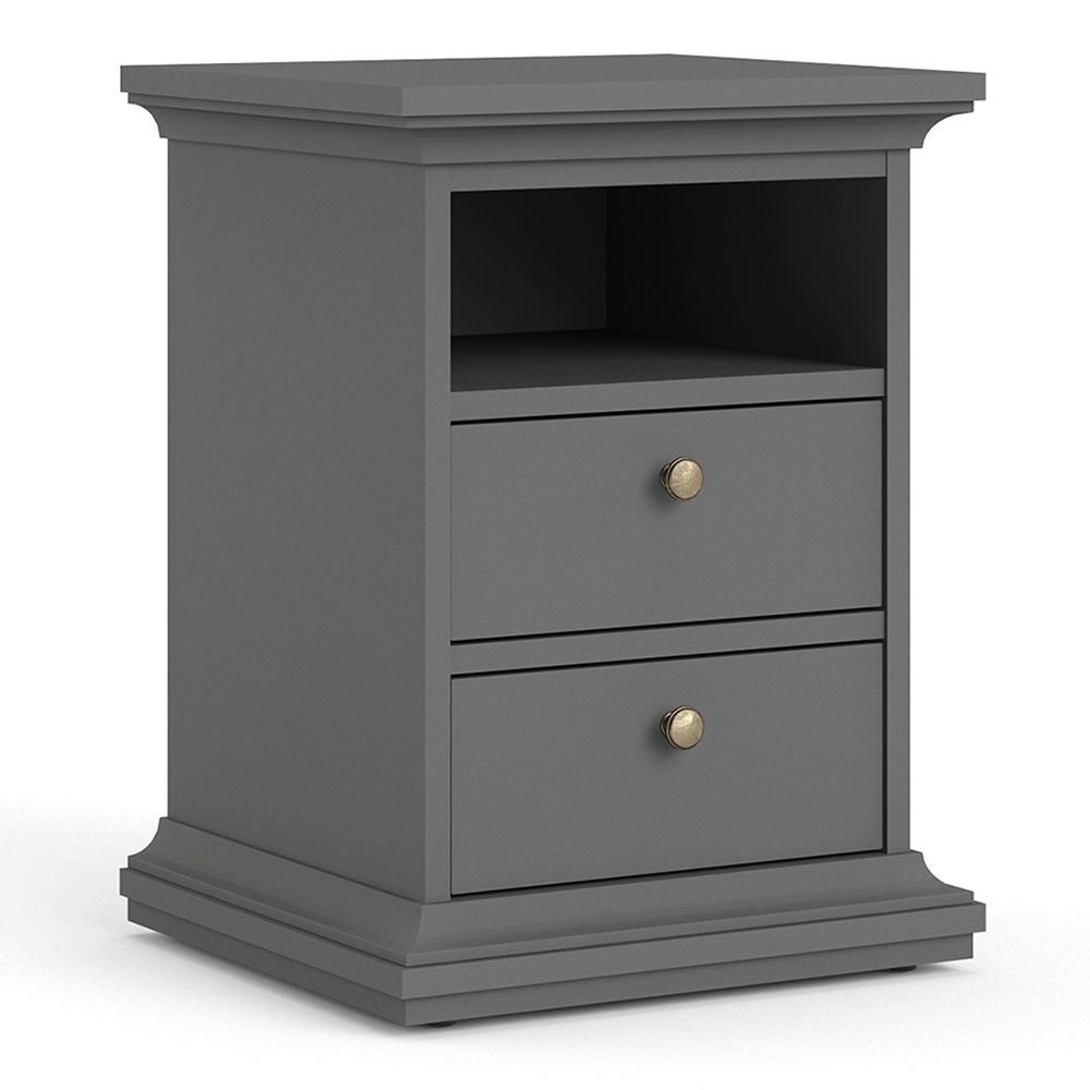 Paris Bedside 2 Drawers in Matt Grey