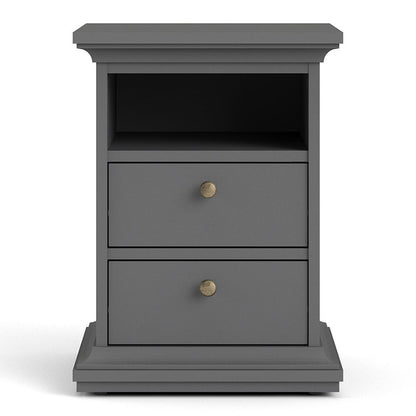 Paris Bedside 2 Drawers in Matt Grey