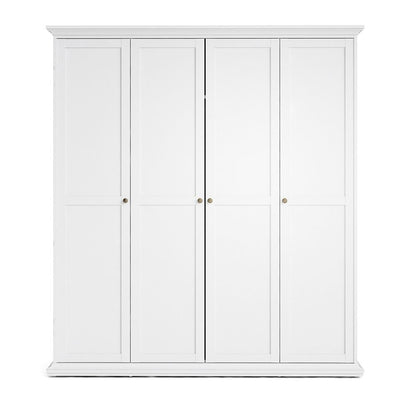 Paris Wardrobe with 4 Doors in White