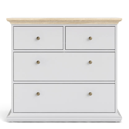 Paris Chest of 4 Drawers in White and Oak