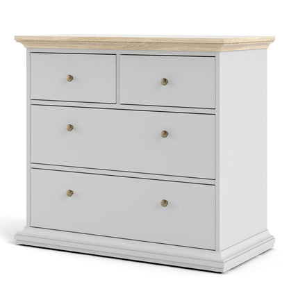 Paris Chest of 4 Drawers in White and Oak