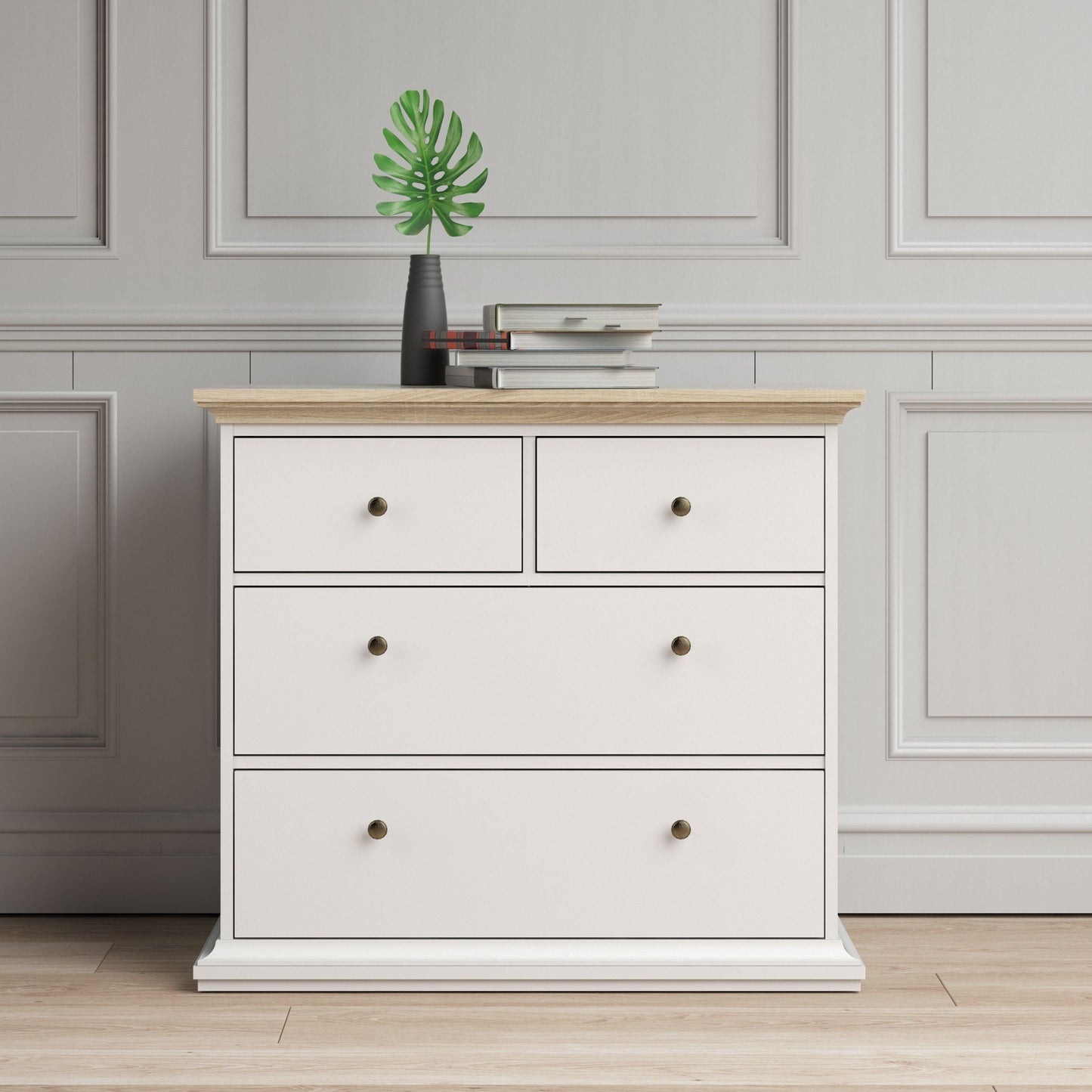 Paris Chest of 4 Drawers in White and Oak