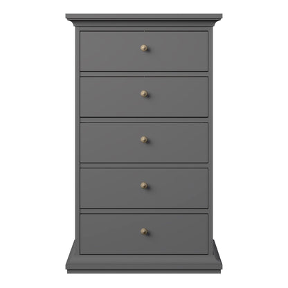 Paris Chest 5 drawers in Matt Grey