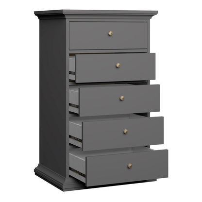 Paris Chest 5 drawers in Matt Grey