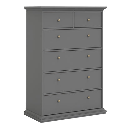 Paris Chest of 6 Drawers in Matt Grey