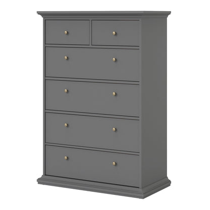 Paris Chest of 6 Drawers in Matt Grey