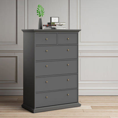 Paris Chest of 6 Drawers in Matt Grey