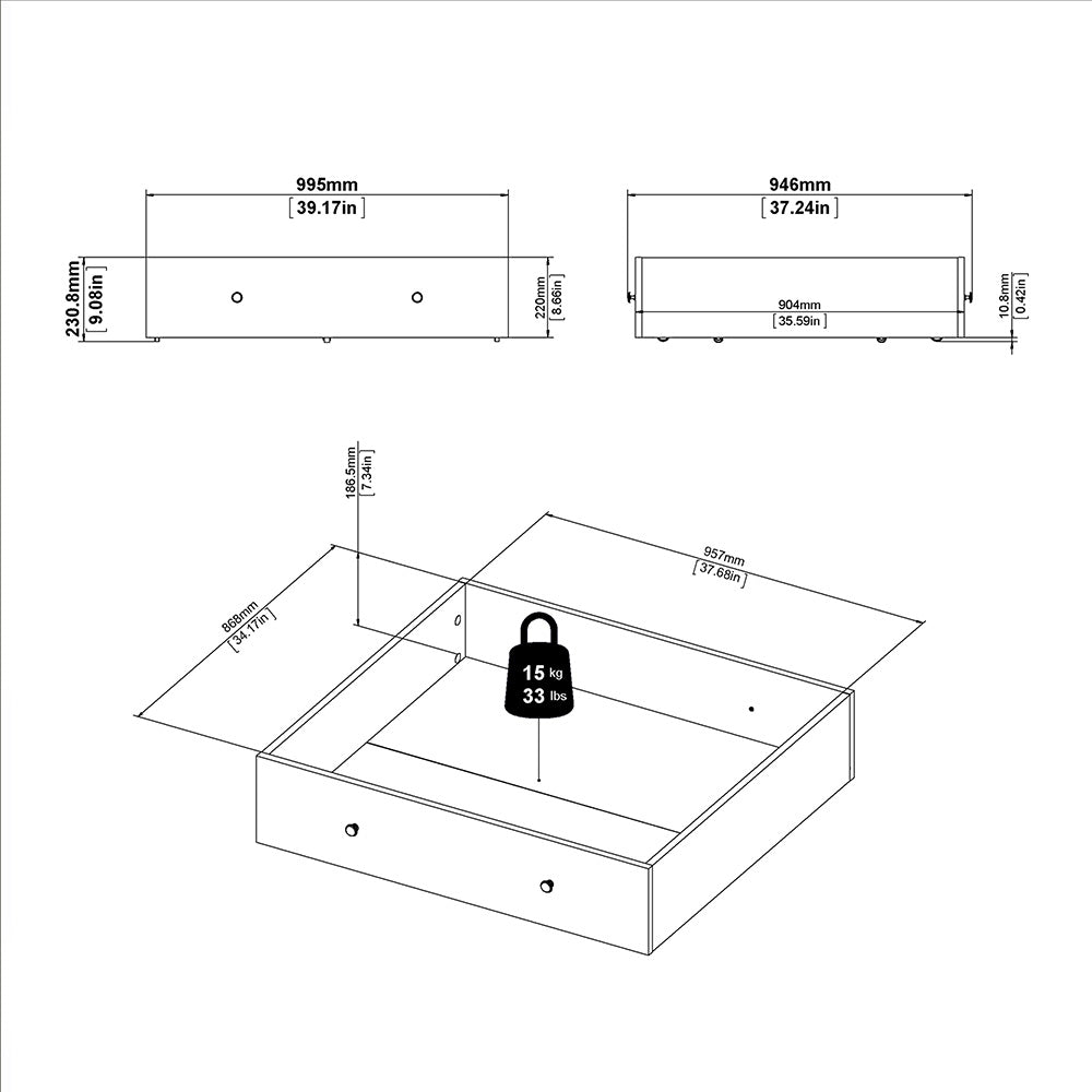 Paris Underbed Storage Drawer for Single Bed in White