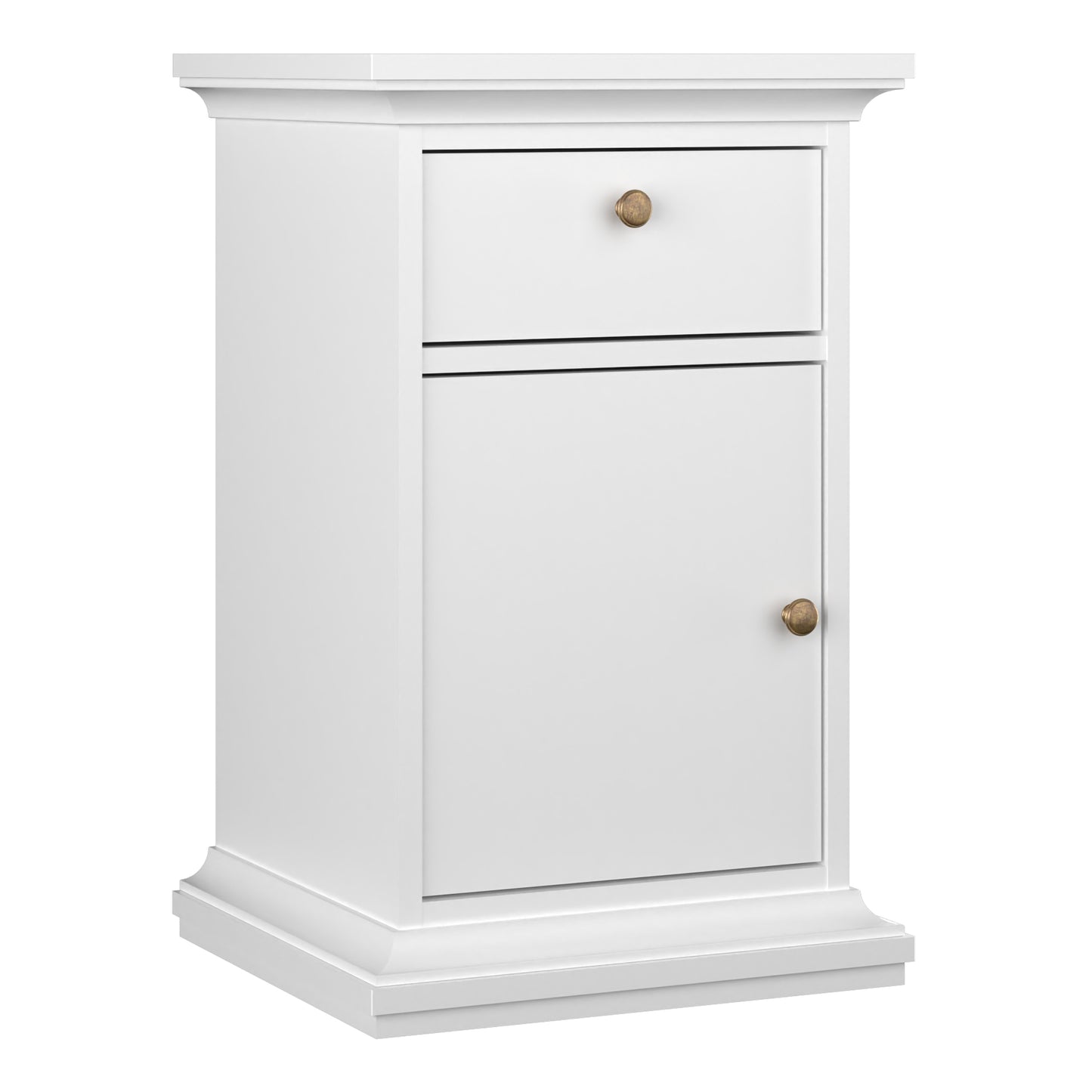 Paris Nightstand 1 Door + 1 Drawer in White