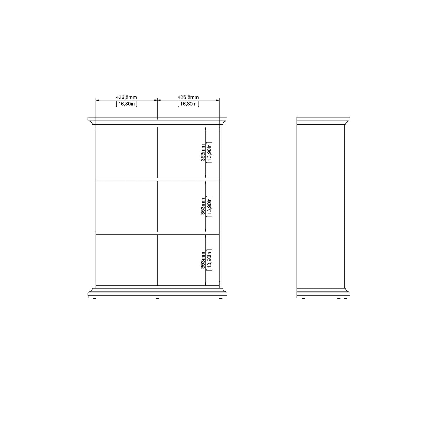 Paris Low Bookcase in White