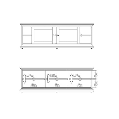 Paris TV Unit 2 Frame Doors in White