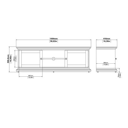 Paris TV Unit 2 Frame Doors in Matt Grey