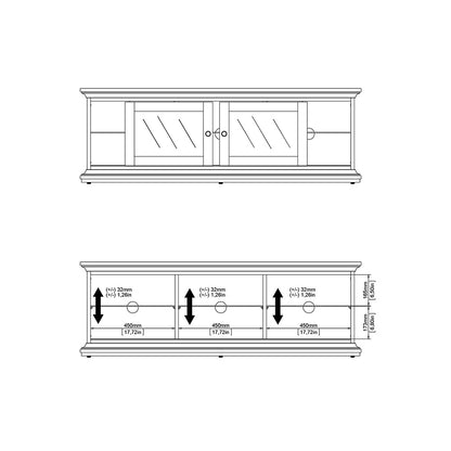 Paris TV Unit - Wide - 2 Doors 1 Shelf in White