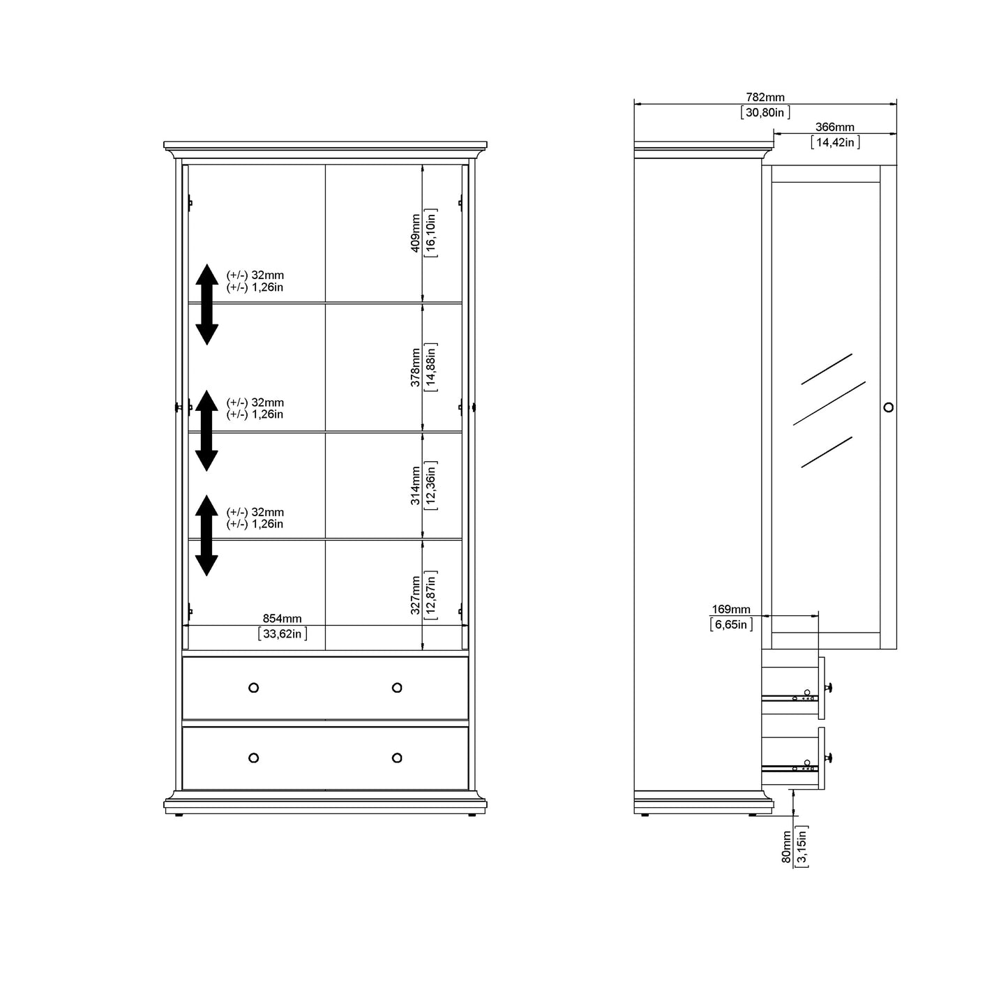 Paris China cabinet in White