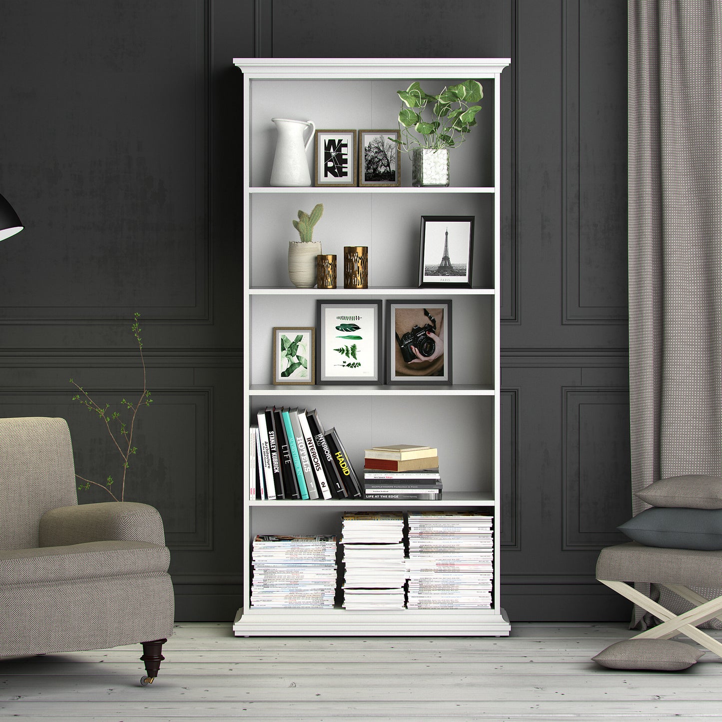 Paris Tall Bookcase in White