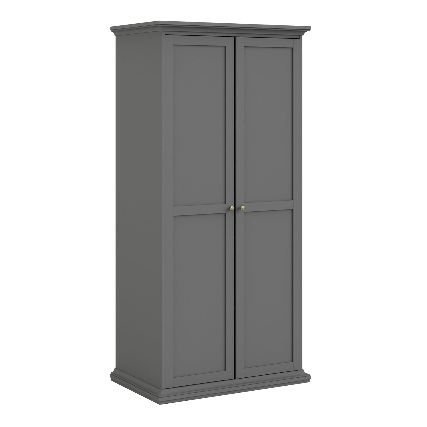 Paris 3 Piece Bundle, Bedside, Chest and 2 Door Wardrobe In Matt Grey