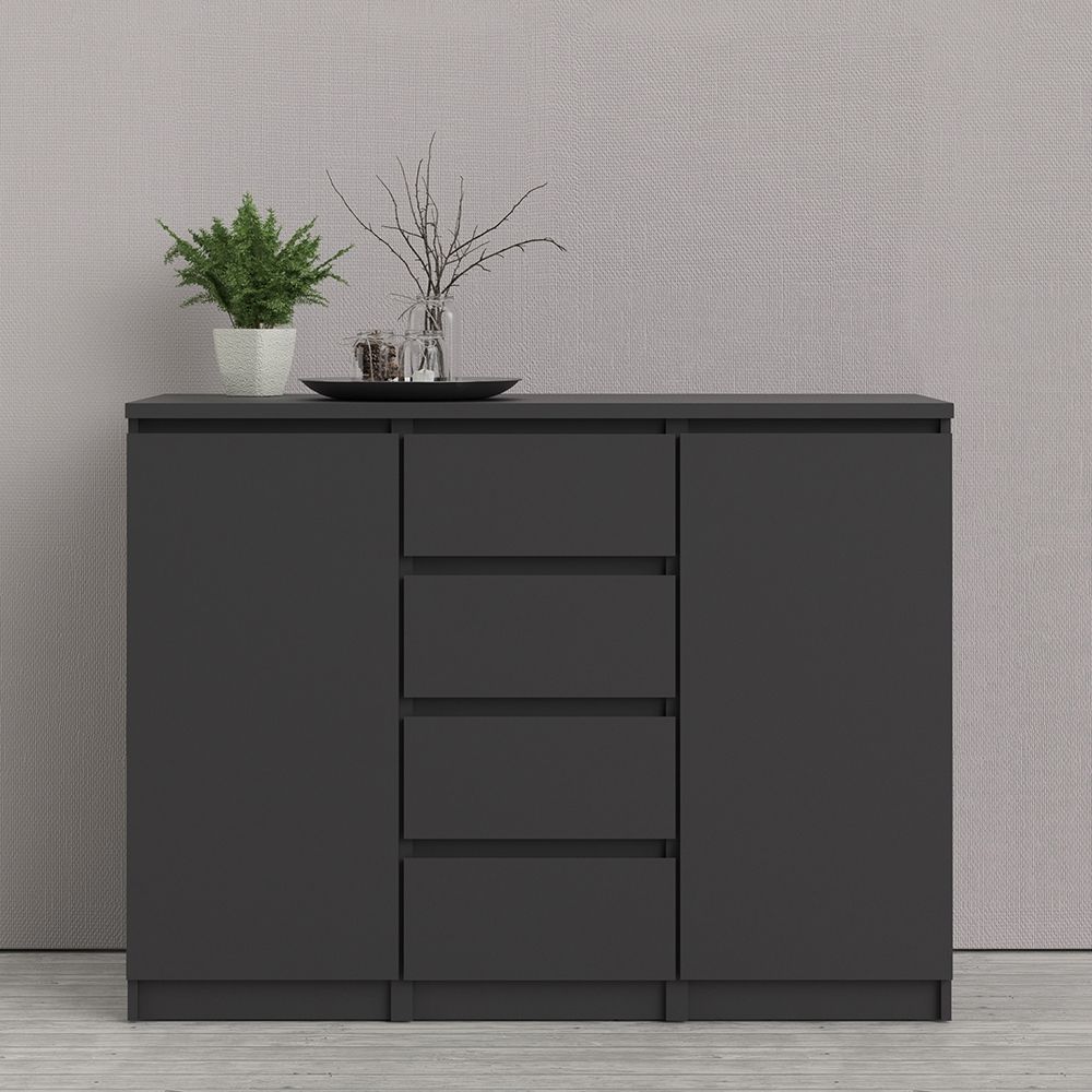 Naia Sideboard - 4 Drawers 2 Doors in Black Matt